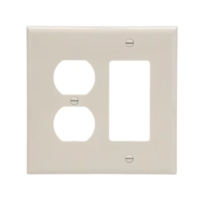 Eaton 2-Gang Midsize Light Almond Veiligheidsplastic Indoor Duplex/Decorator Wall Plate
