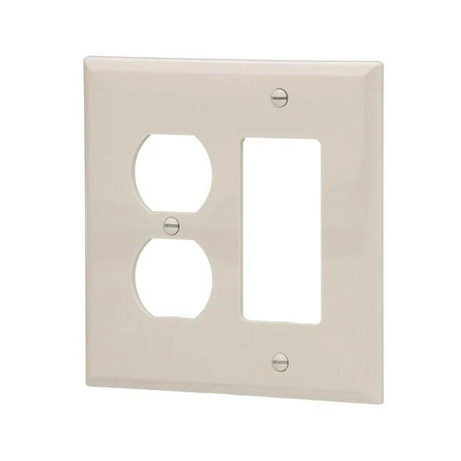 Eaton 2-Gang Midsize Light Almond Veiligheidsplastic Indoor Duplex/Decorator Wall Plate