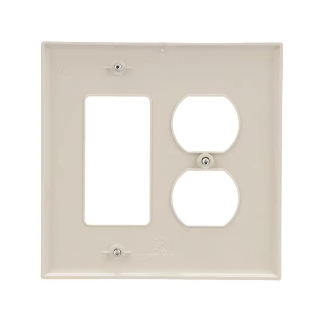 Eaton 2-Gang Midsize Light Almond Veiligheidsplastic Indoor Duplex/Decorator Wall Plate