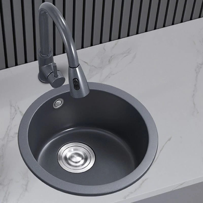 Ebbenhout Round Kitchen Sink Contemporary Drop- 1 Holes Single Bowl Sink 12l