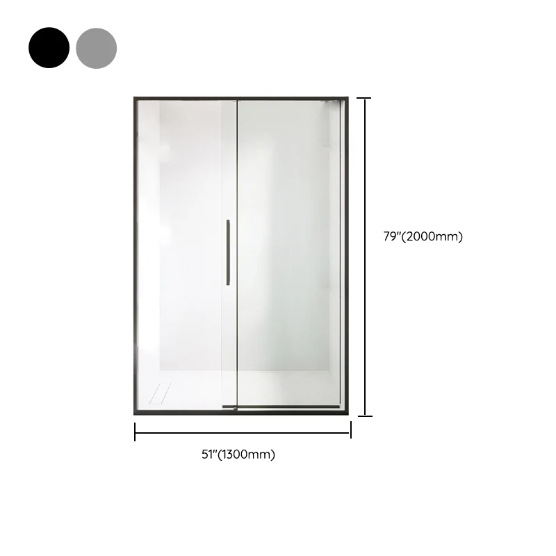 Ebbenhout and Silver Shower Bath Door Framed Double Sliding Shower Bath Door Silver