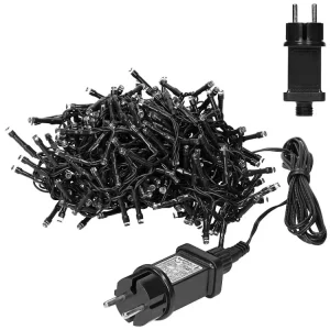 ECD Germany LED lichtgordijn, zwart VINYL, 2m, 200 warm witte LED's, lichtketting, ijsregen, lichtnet, IP44, kerstver...