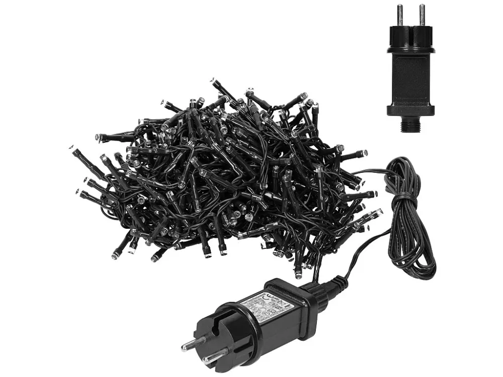 ECD Germany LED lichtgordijn, zwart VINYL, 2m, 200 warm witte LED's, lichtketting, ijsregen, lichtnet, IP44, kerstver...