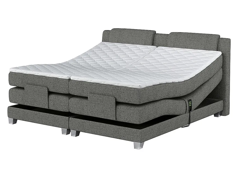 Eenpersoons boxspring CASTEL - 2x90x200cm - Lichtgrijs