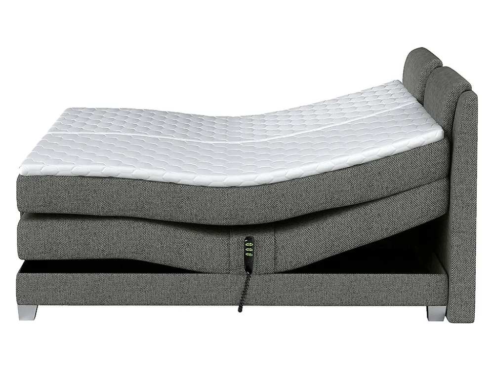 Eenpersoons boxspring CASTEL - 2x90x200cm - Lichtgrijs