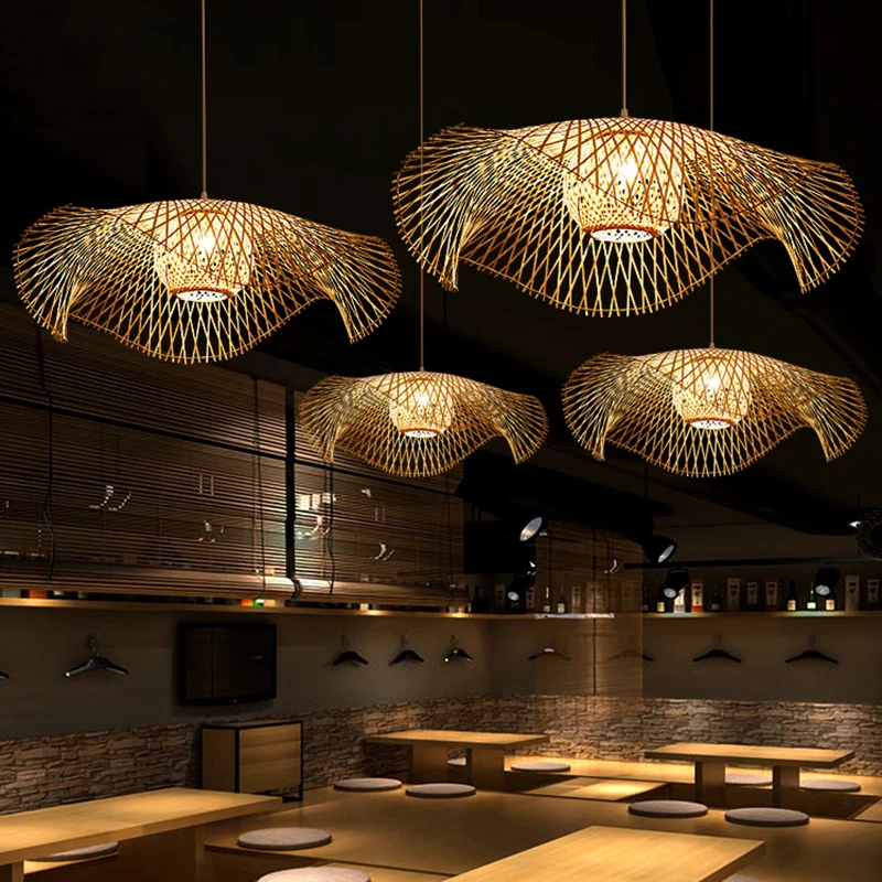 Eenvoud Lotusblad hanglamp Bamboe 1-lichts restaurant hanglamp hout