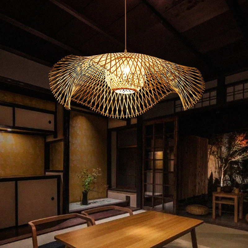 Eenvoud Lotusblad hanglamp Bamboe 1-lichts restaurant hanglamp hout