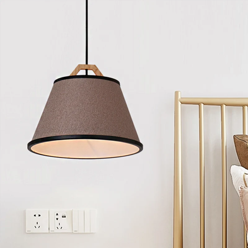 Eenvoudig Barrel Pendant Light Fabric 1 Light Dining Room Suspension Light Gray/Flaxen Flaxen
