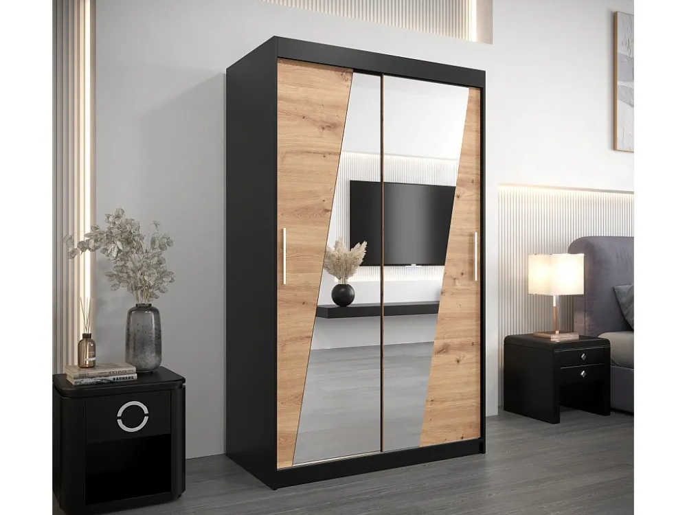 Elypse kledingkast met schuifdeuren 200/120/62 2 deuren (zwart/artisan)