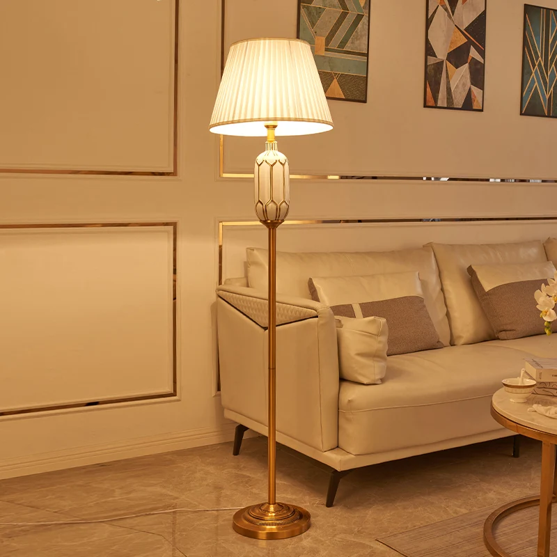 Empire Shade Woonkamer Vloerlamp Geplooide Stof Enkele Moderne Vloerstaande Zacht