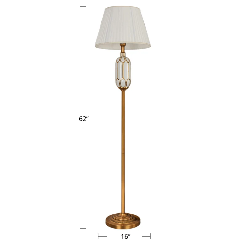 Empire Shade Woonkamer Vloerlamp Geplooide Stof Enkele Moderne Vloerstaande Zacht