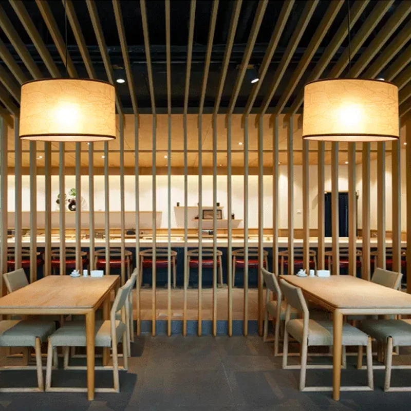 Enkele plafondlamp Van vroeger Drum Shade Stof Hangende hanglamp voor restaurant