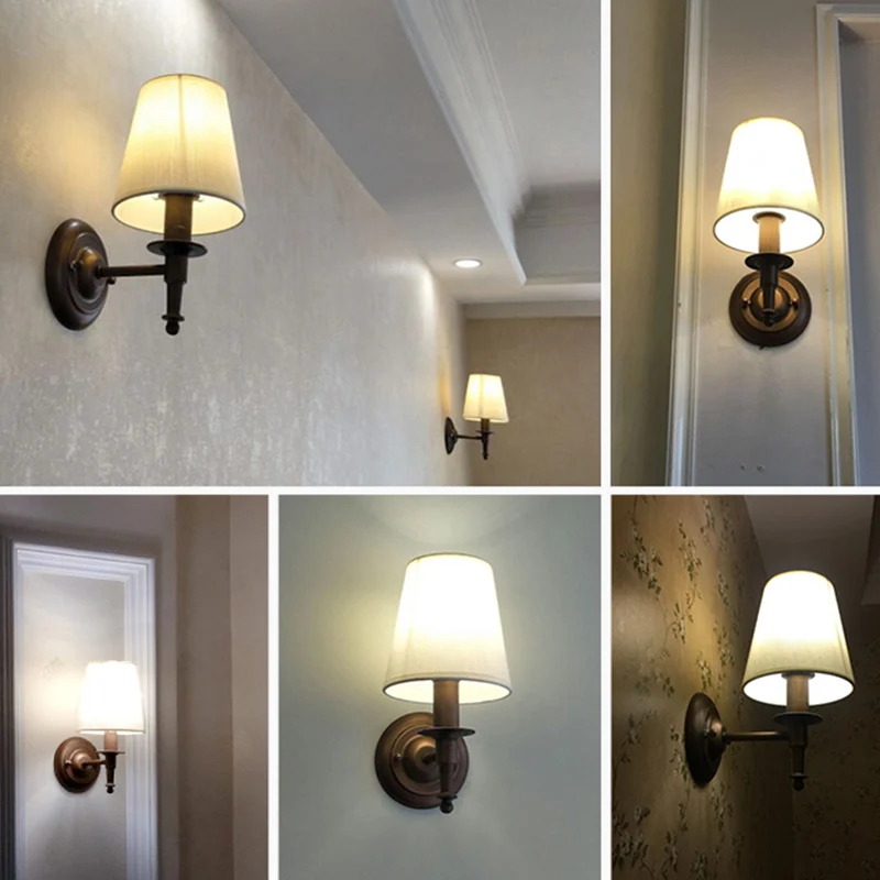 Enkele wandmontage zwak minimalisme taps toelopende trommelstof wandverlichting voor gang