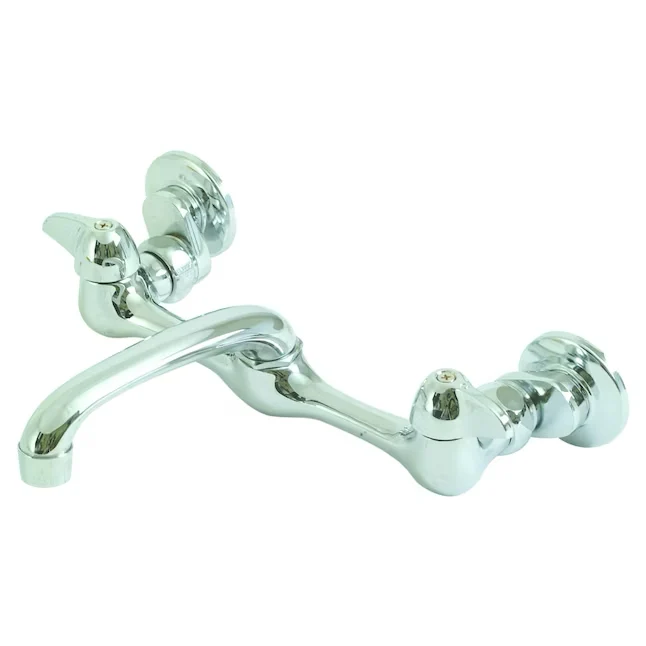 EZ-FLO Metaalglans Double Handle Wall-mount Low-arc Kitchen Faucet