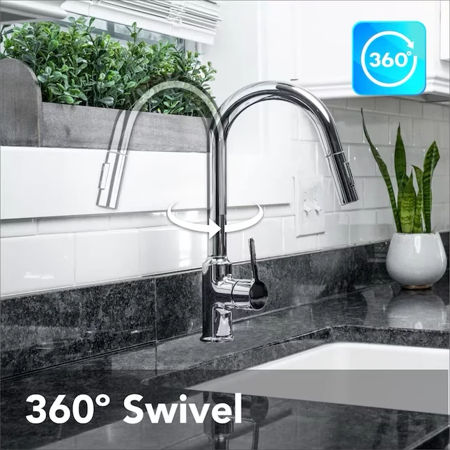 EZ-FLO Metro Chrome Solo Handle Pull-down Kitchen Faucet Deck Plate