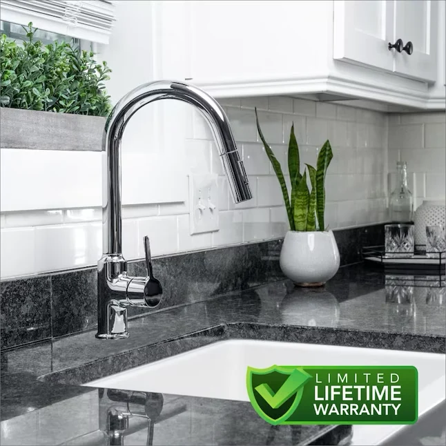 EZ-FLO Metro Chrome Solo Handle Pull-down Kitchen Faucet Deck Plate
