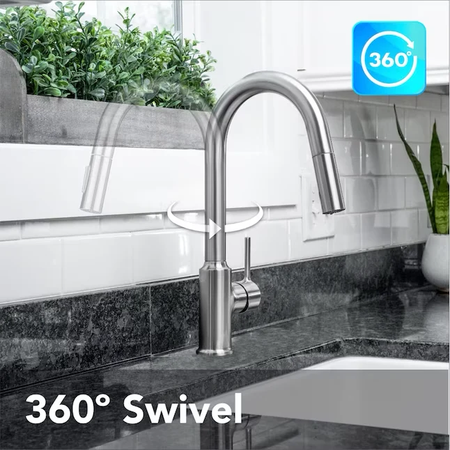 EZ-FLO Metro Strookglans Nickel Single Handle Pull-down Kitchen Faucet Deck Plate