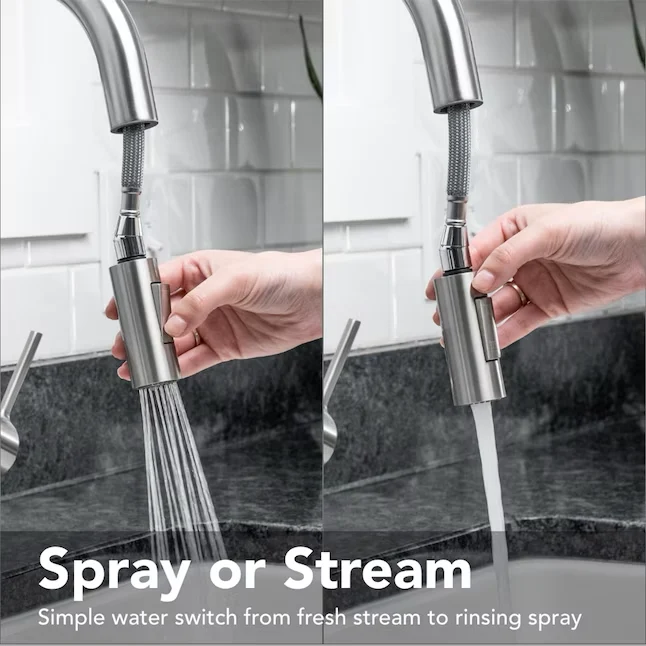 EZ-FLO Metro Strookglans Nickel Single Handle Pull-down Kitchen Faucet Deck Plate