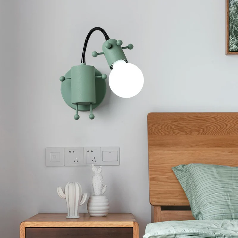 Flexibele Giraffe Kindernachtkastje Wandlamp Metaal 1 Lamp Cartoon Leeswandlamp met blote lampontwerp