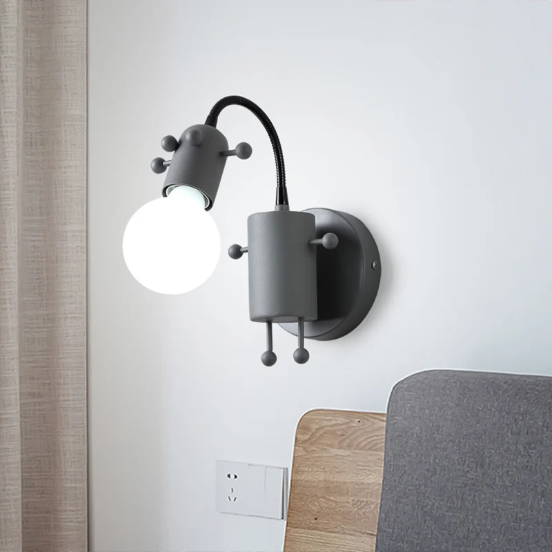 Flexibele Giraffe Kindernachtkastje Wandlamp Metaal 1 Lamp Cartoon Leeswandlamp met blote lampontwerp