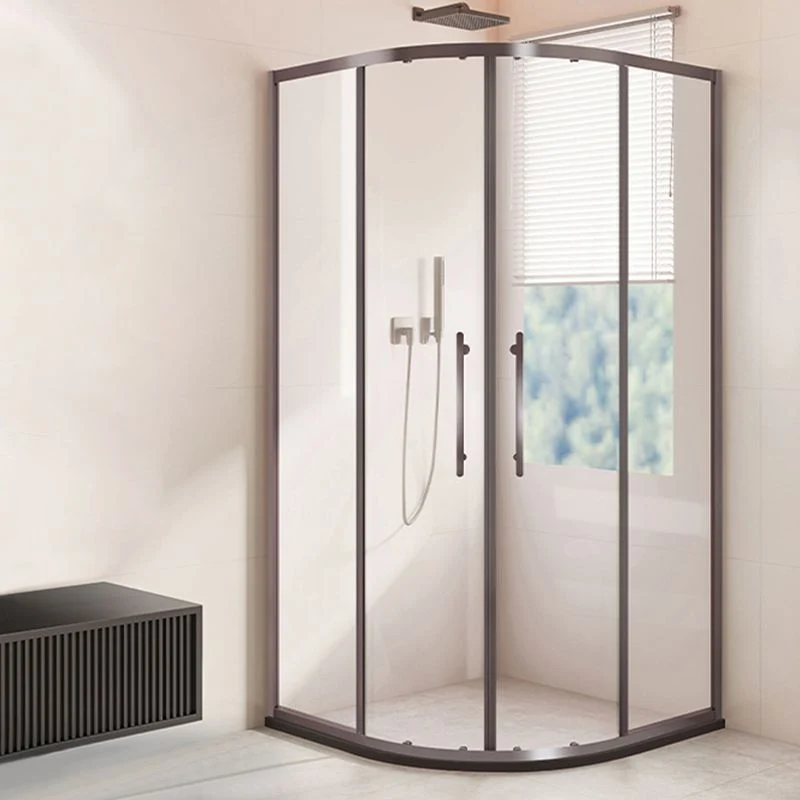 Framed Helder Shower Doors Double Sliding Tempered Shower Bath Door Black