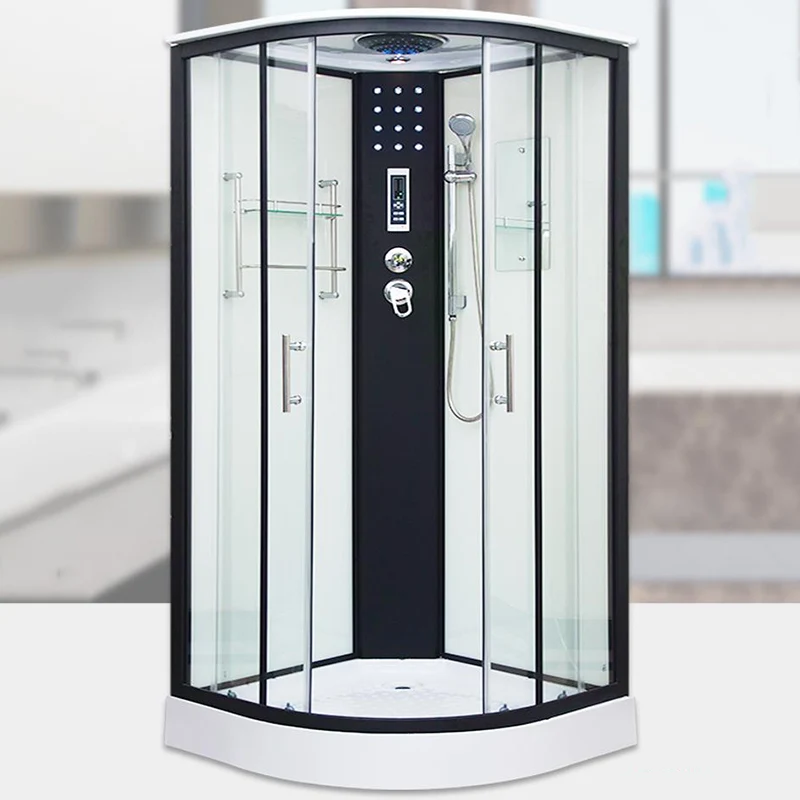 Framed Tweeling Sliding Shower Kit Neo-Round Black Shower Stall 31