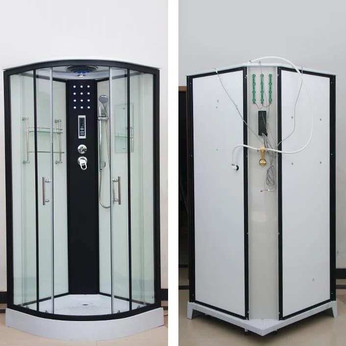 Framed Tweeling Sliding Shower Kit Neo-Round Black Shower Stall 31