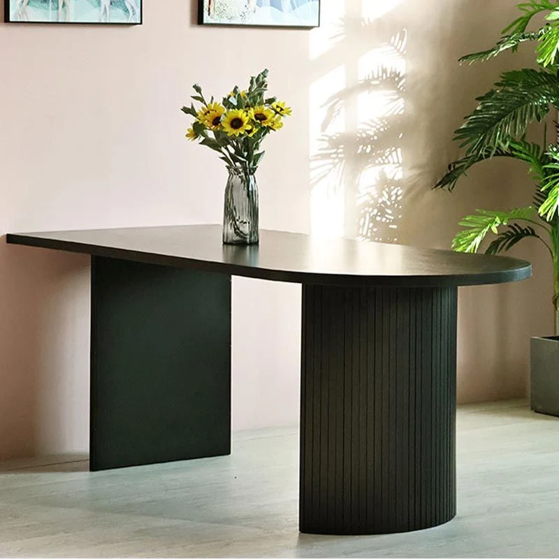 Free Form Ebbenhout Dining Table Wood Table Contemporary Double Pedestal 47