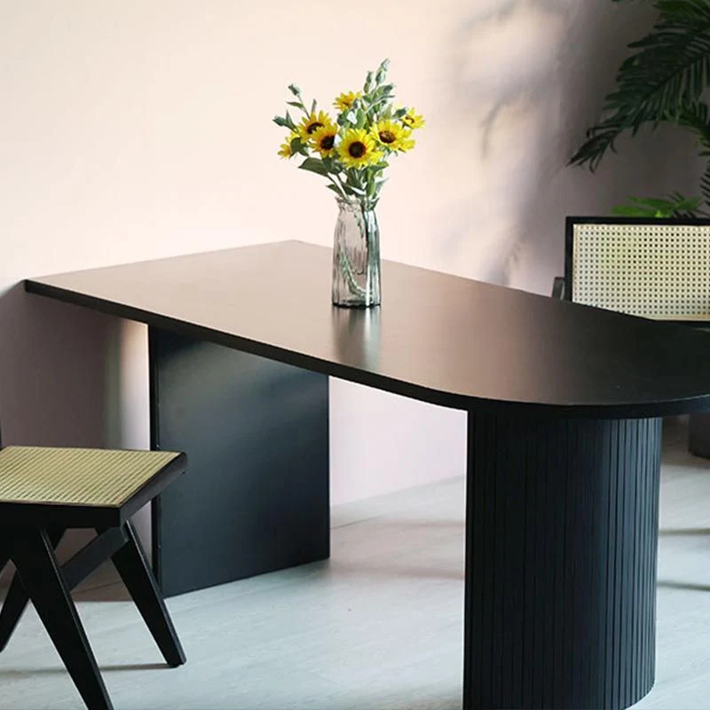 Free Form Ebbenhout Dining Table Wood Table Contemporary Double Pedestal 47