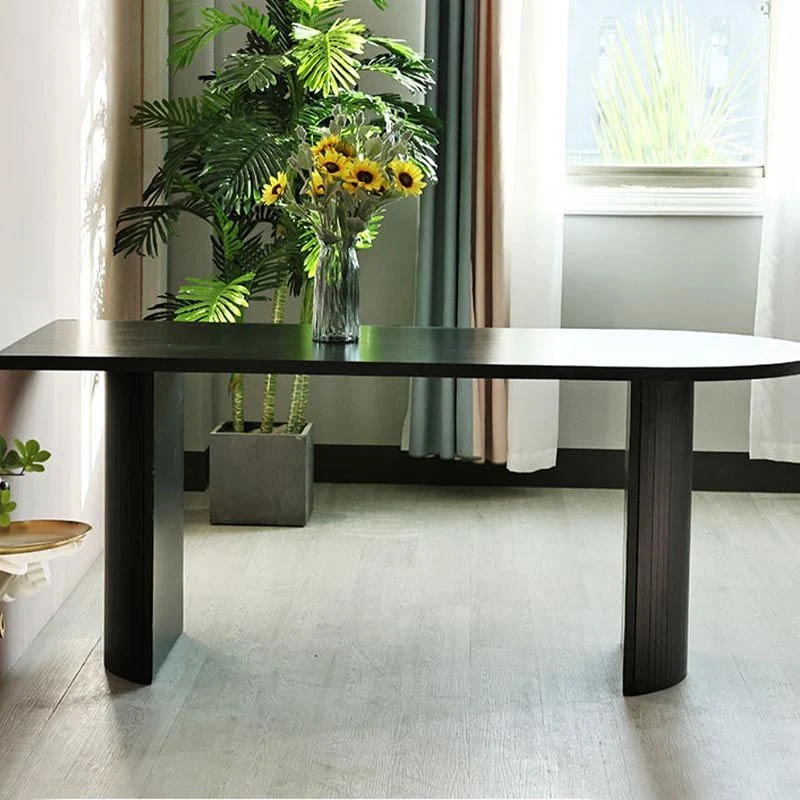 Free Form Ebbenhout Dining Table Wood Table Contemporary Double Pedestal 47