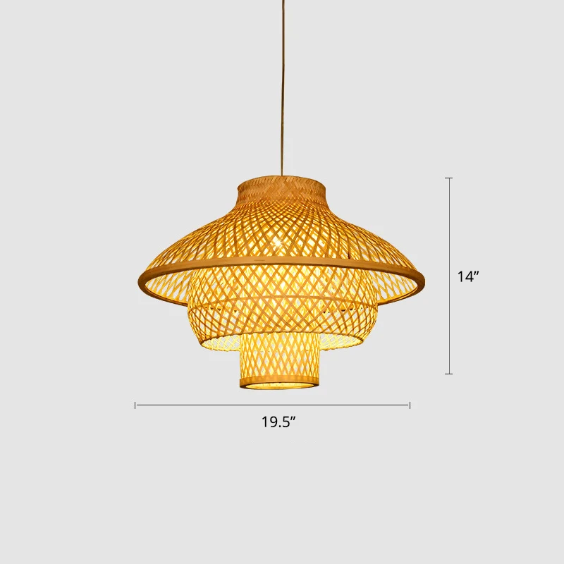 Gelaagde bamboe hanglamp Eenvoud 1-lichts houten hanglamp voor restaurant