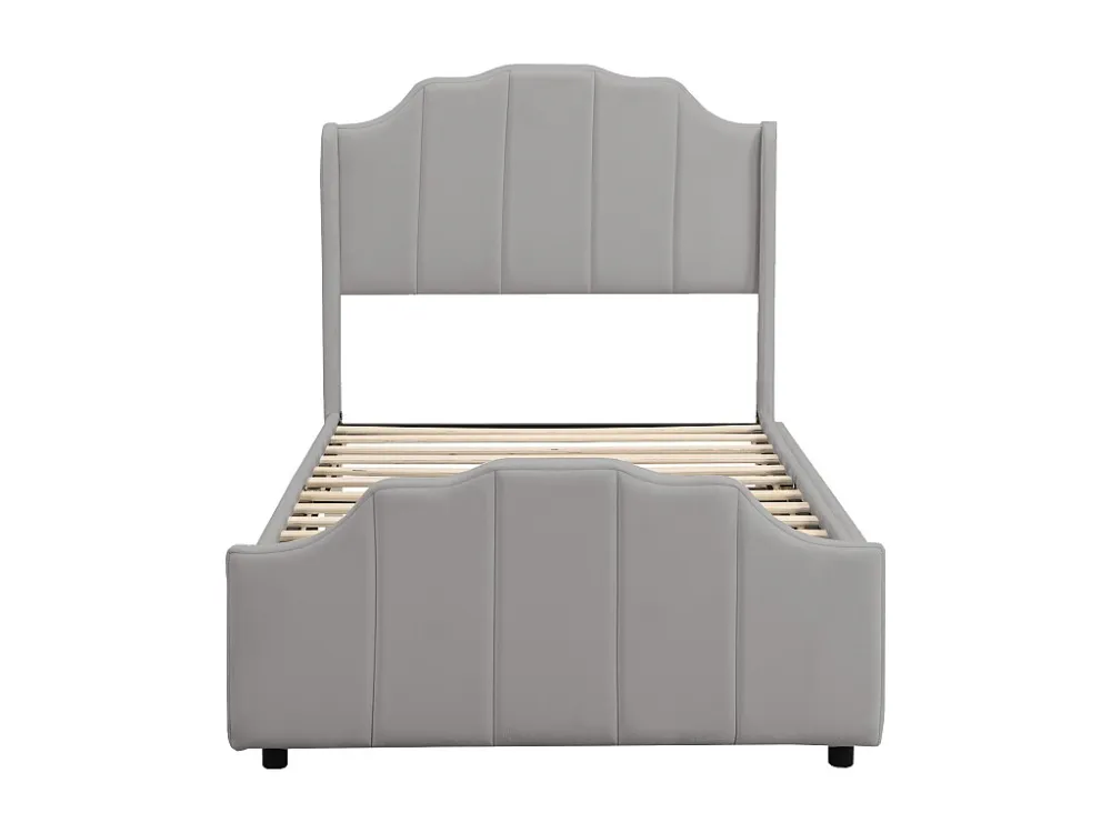 Gestoffeerd eenpersoonsbed 90x200cm - fluwelen stof - 2 lades - Grijs