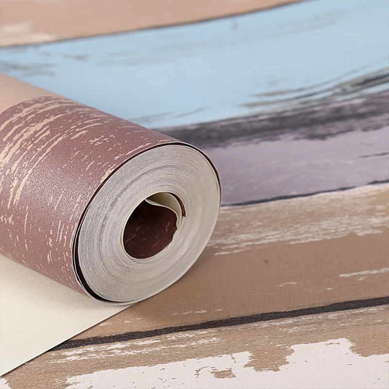 Gestreepte behangrol Roestkleurige wandbekleding van teruggewonnen hout meerkleurig, 52 m²