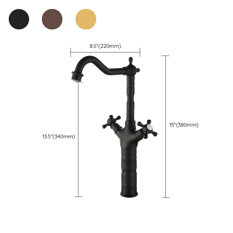 Glam Centerset Faucet Geel koper Cross Handles High-Arc 2 Handles Basin Lavatory Faucet Bronze