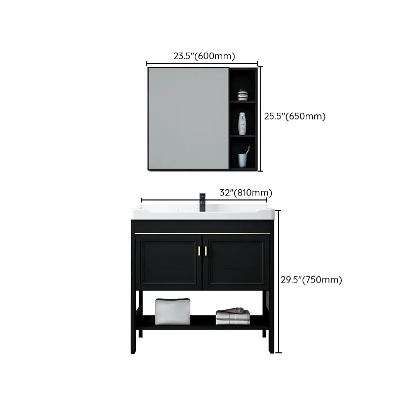 Glam Freestanding Bathroom Sink Vanity Single-Sink Bathroom Vanity 17l