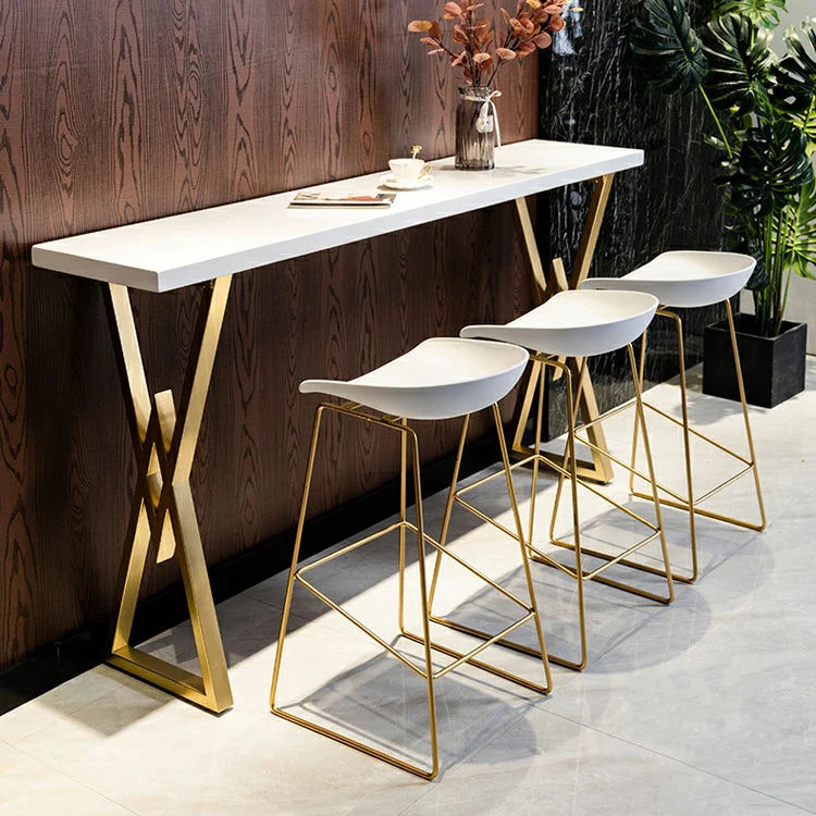 Glam Marble Bar Table Rectangle Table Top Gold Tweevoudig Pedestal Table - 42" H 47