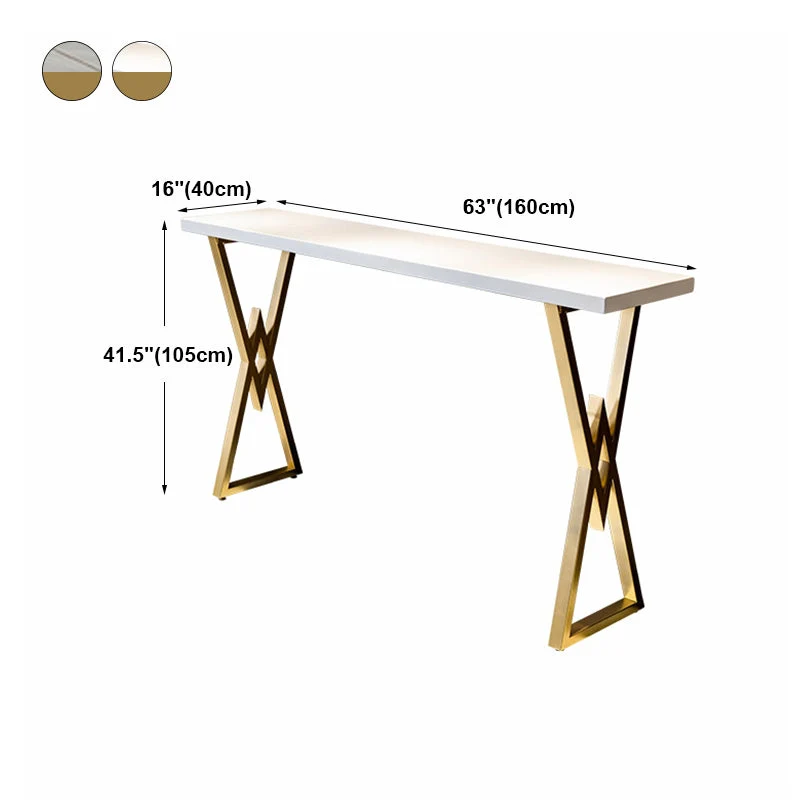 Glam Marble Bar Table Rectangle Table Top Gold Tweevoudig Pedestal Table - 42" H 47