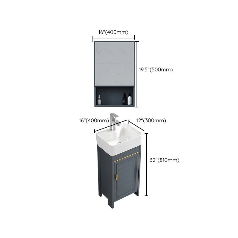 Glam Metaal Sink Vanity Freestanding Single-Sink Bathroom Sink Vanity 16l