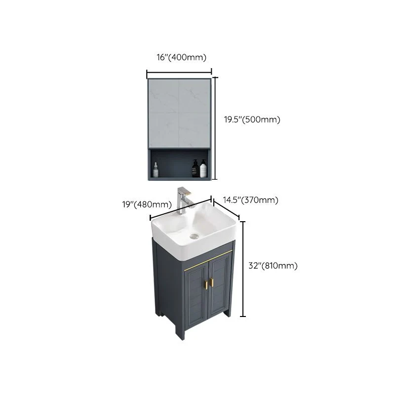 Glam Metaal Sink Vanity Freestanding Single-Sink Bathroom Sink Vanity 16l