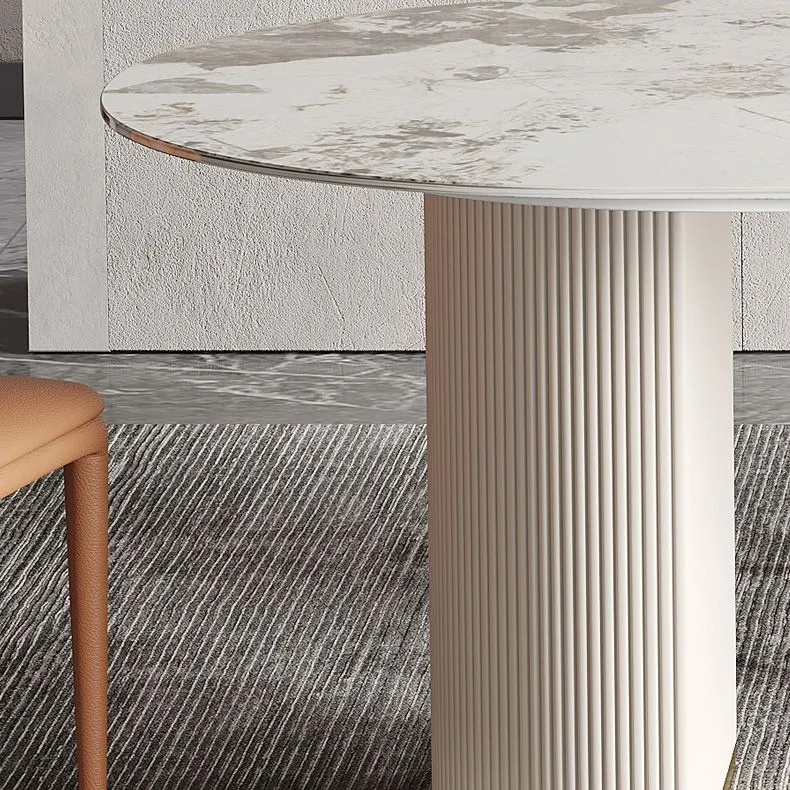 Glam Oval Dining Table Stone Top Dining Table Double Pedestal Melkwit 63l