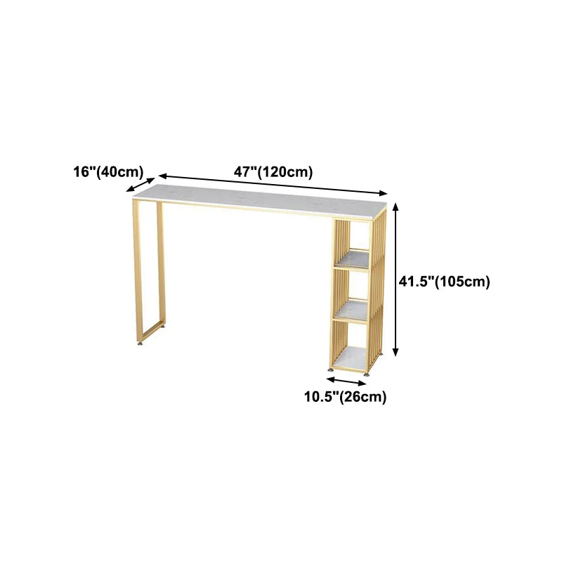 Glam Rectangle Faux Marble Bistro Table Iron Tweevoudig Pedestal Bar Dining Table, Only Table 39