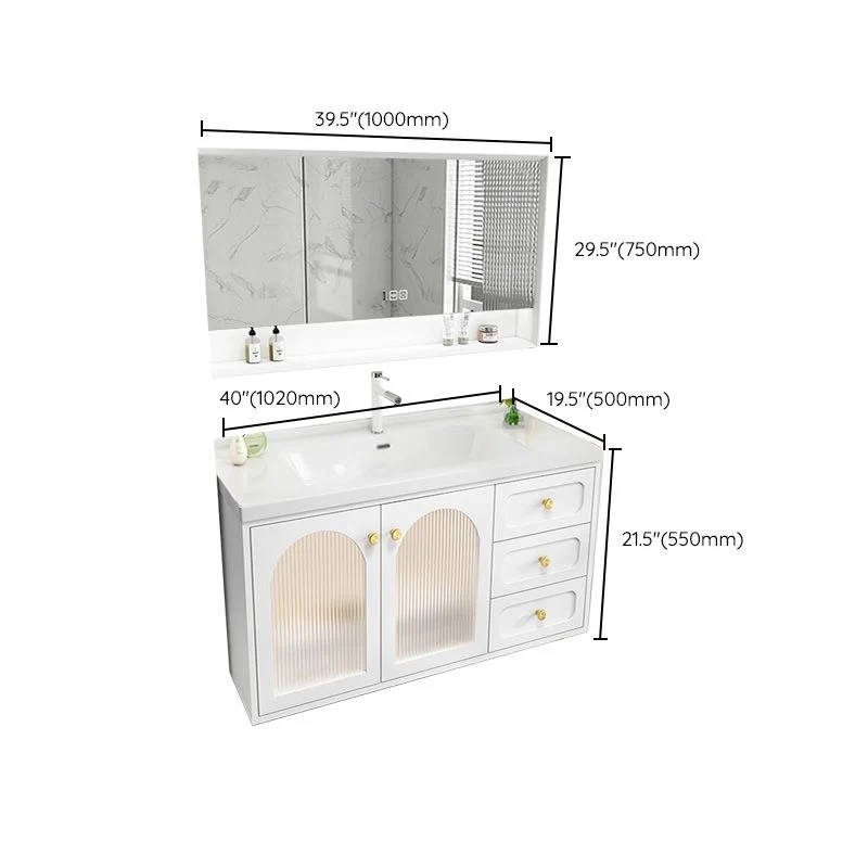 Glam Sink Vanity Single Ivoor Rectangular Ceramic Top Bathroom Vanity Https