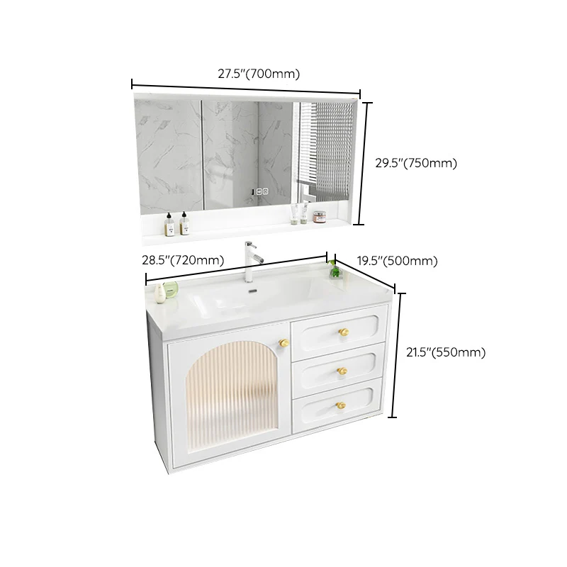 Glam Sink Vanity Single White Rectangular Keramisch Top Bathroom Vanity Https