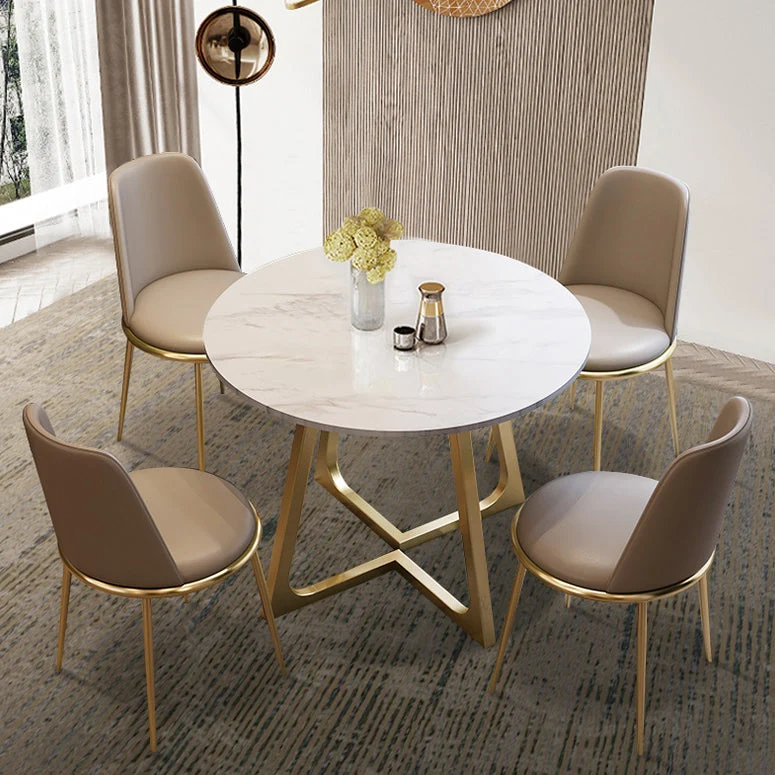 Glam Stone Round Dining Table Dubbel Pedestal Table Dining Room 23