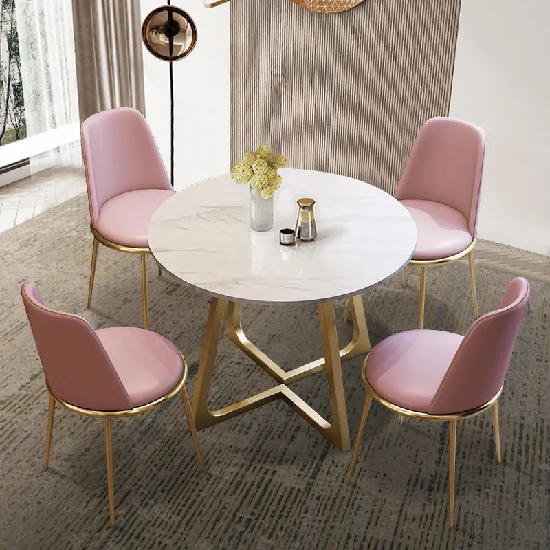 Glam Stone Round Dining Table Dubbel Pedestal Table Dining Room 23