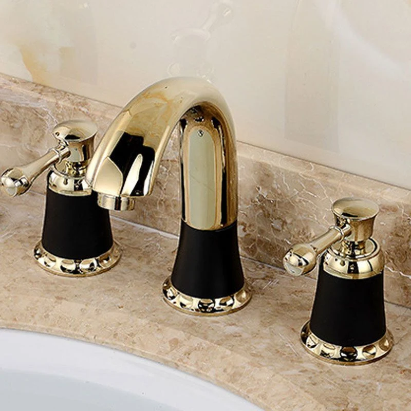 Glam Style Faucet Widespread Sink Faucet 2 Lever Handles Black