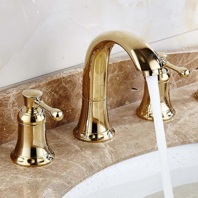 Glam Style Faucet Widespread Sink Faucet 2 Lever Handles Black