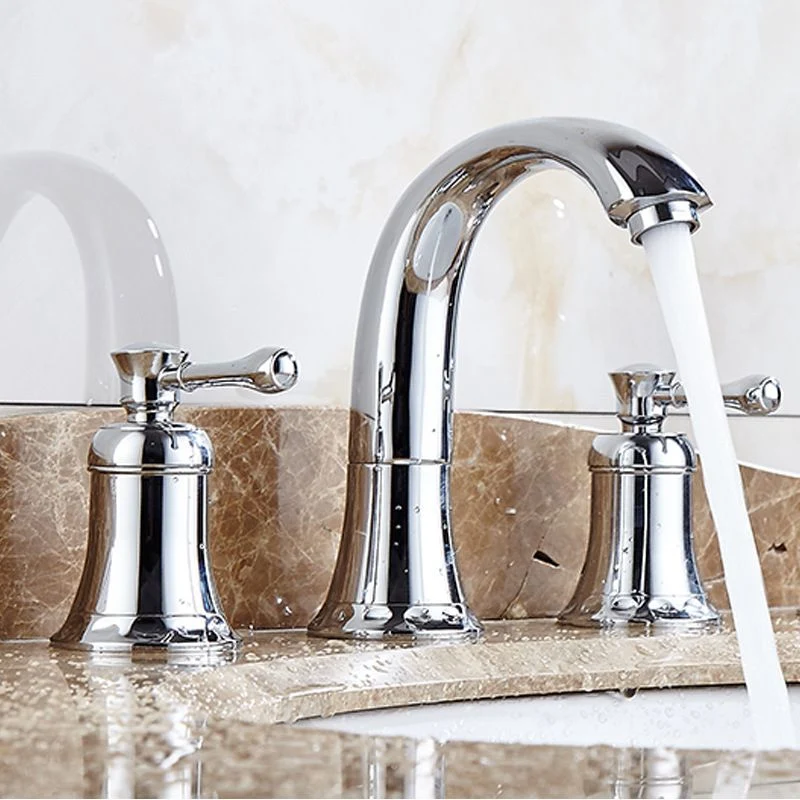 Glam Style Faucet Widespread Sink Faucet 2 Lever Handles Black