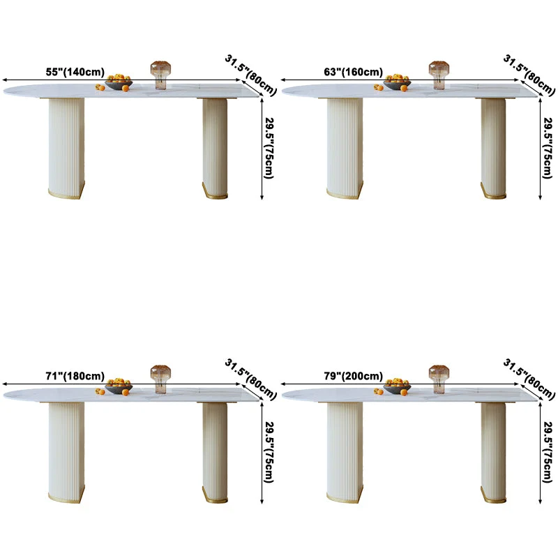 Glam Style Kitchen Sintered Stone Dining Table Freeform Table Tweevoudig Pedestal Base 55