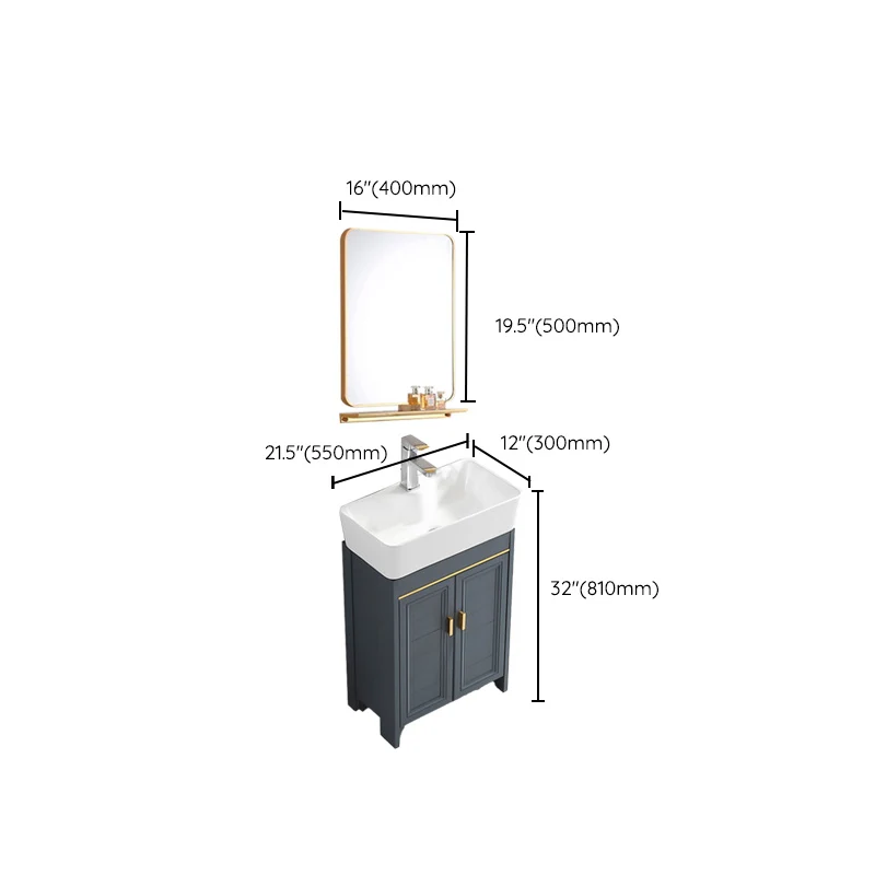 Glam Van metaal Sink Vanity Freestanding Single-Sink Bathroom Sink Vanity 16l